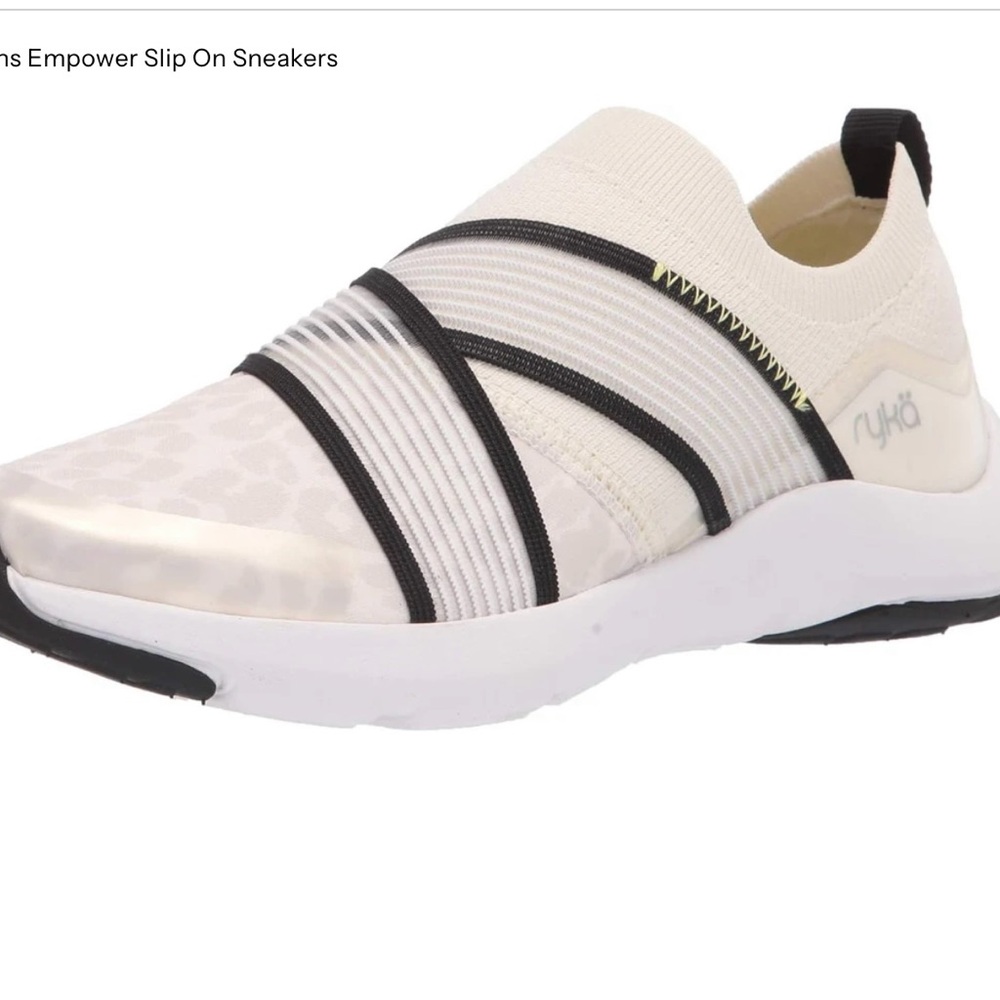 Ryka Women's Cream and Black Slip-On Sneakers - NIB